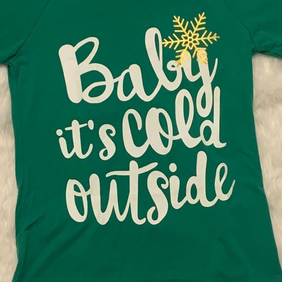 Last ONE! Baby Its Cold Outside Christmas Shirt - Green - Picture 2 of 8
